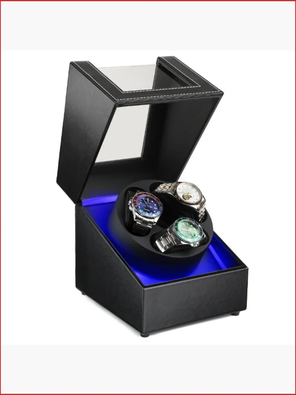 3 Watch Winder with LED Light, Japanese Quiet Motor, 4 Rotation Modes